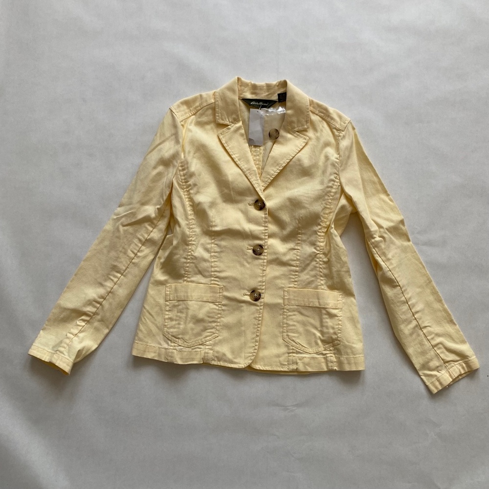 Eddie Bauer Yellow Cotton Blazer Women's Size 4 Petite